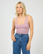 Washed Rib Lace Tank - Quartz Pink Tee All About Eve 