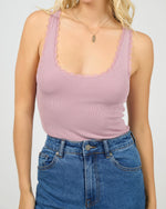 Washed Rib Lace Tank - Quartz Pink Tee All About Eve 