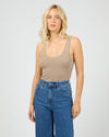 Washed Rib Lace Tank - Stone Tee All About Eve 