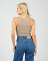 Washed Rib Lace Tank - Stone Tee All About Eve 