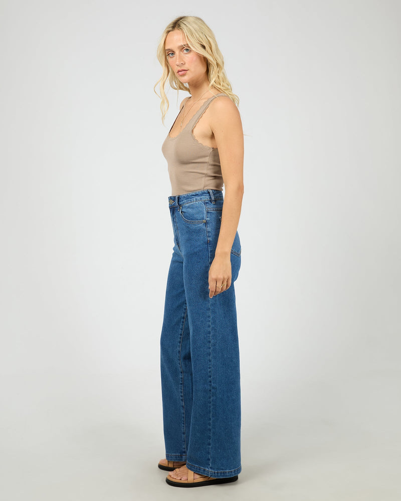 Washed Rib Lace Tank - Stone Tee All About Eve 