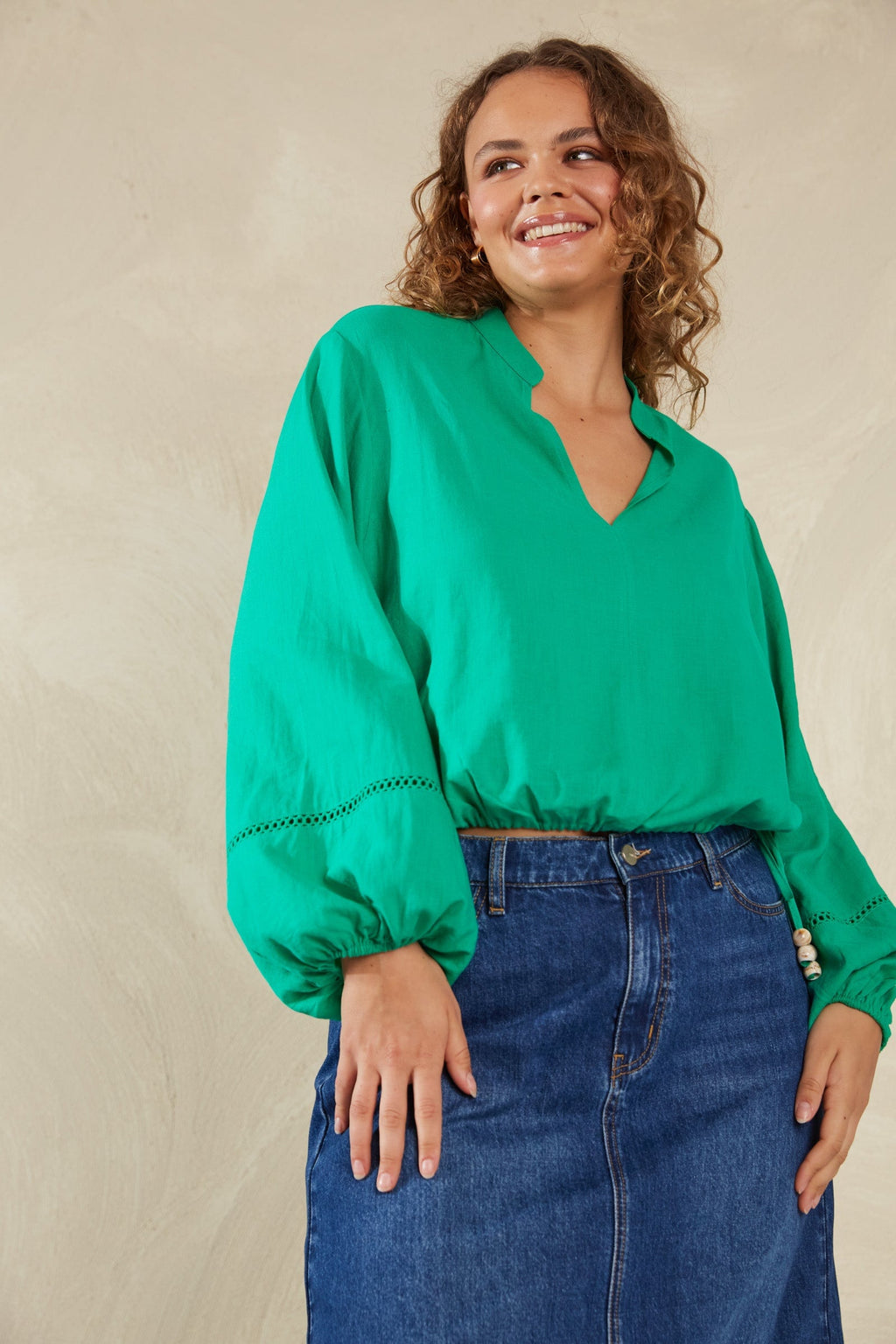 Sardinia Tie Blouse - Verde Blouse Haven 