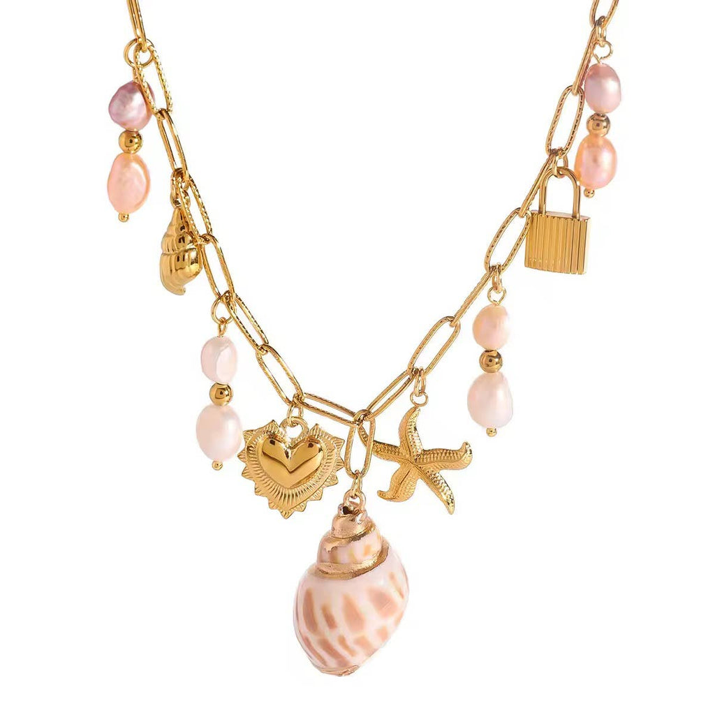 Charm Necklace Pearl & Shells Sea Soul Home 