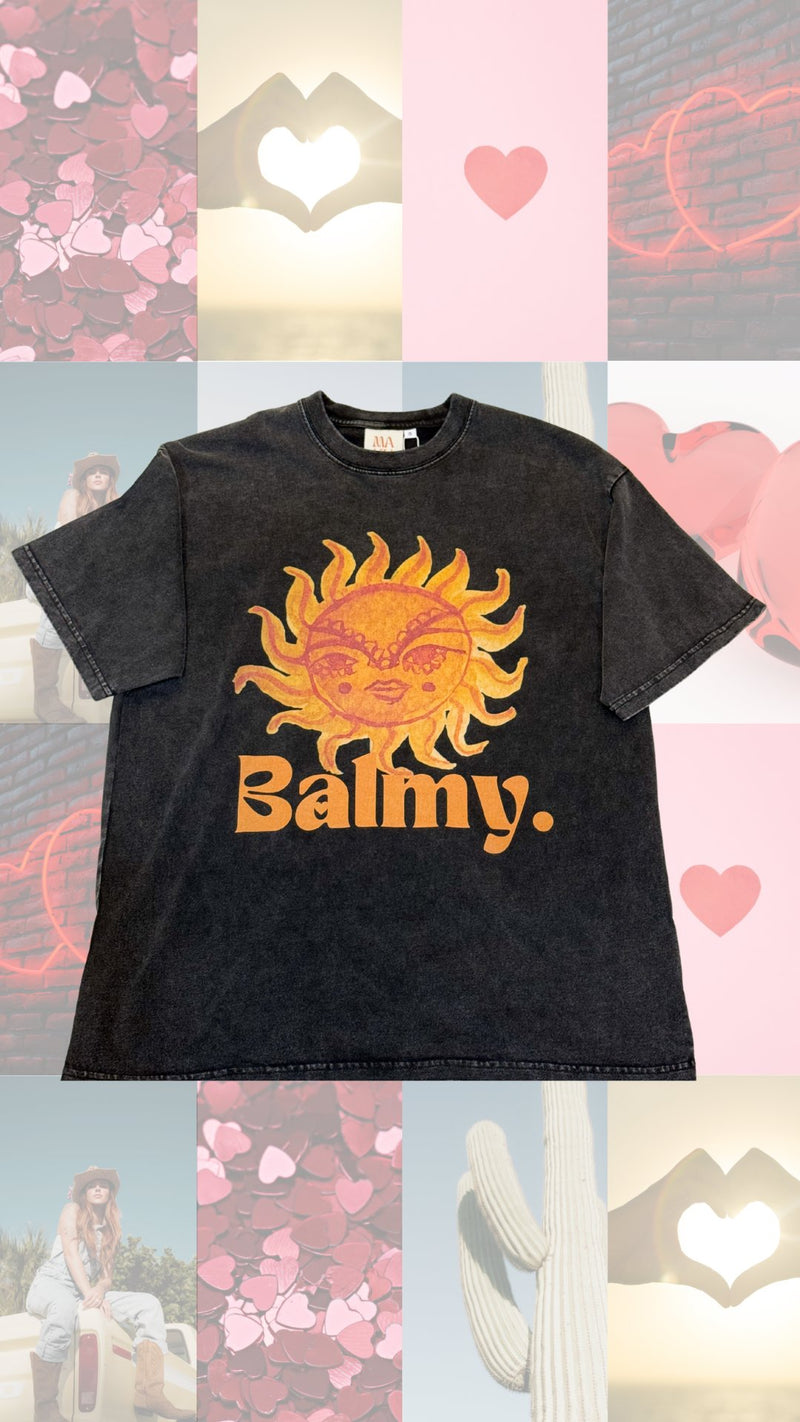 Balmy Acid Wash Oversize - Black Tee Maku 