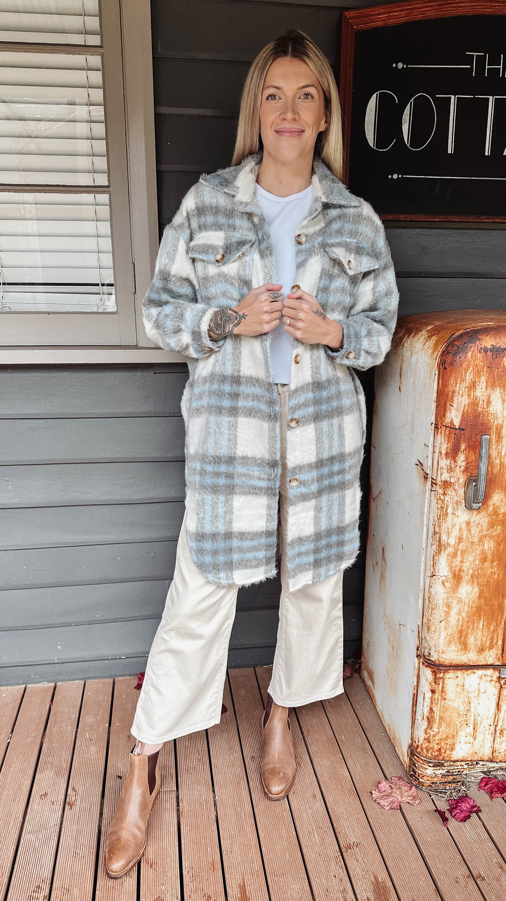Bobbie Shacket - Blue Jacket Pink Diamond 