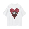 Burgundy Hearts Club Oversize Tee - White Tee Maku 