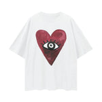 Burgundy Hearts Club Oversize Tee - White Tee Maku 