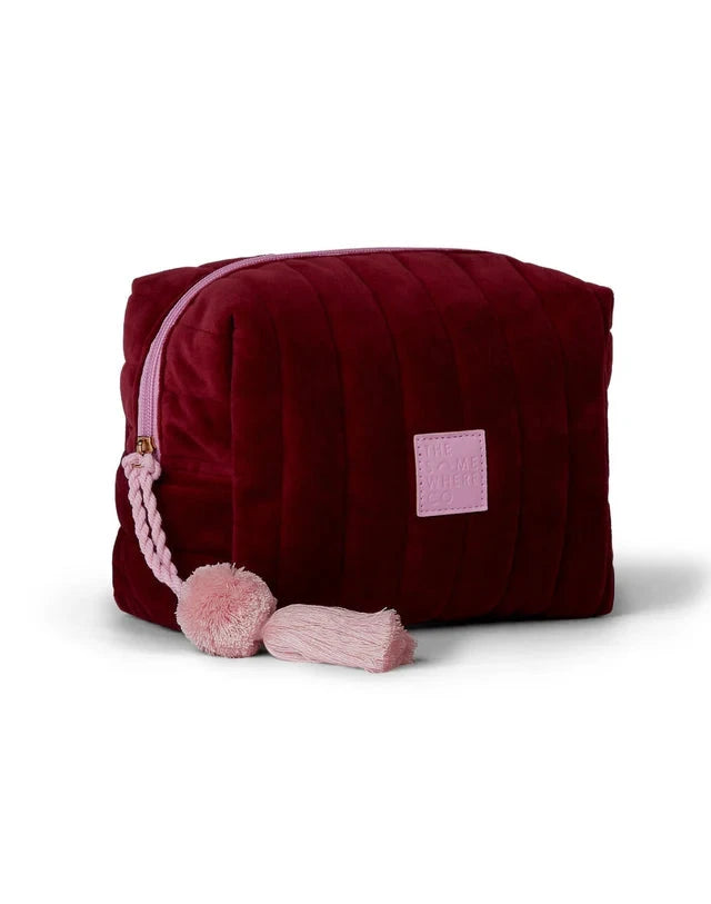 Burgundy Velvet Cosmetics Case Lunch Bag The Somewhere Co 