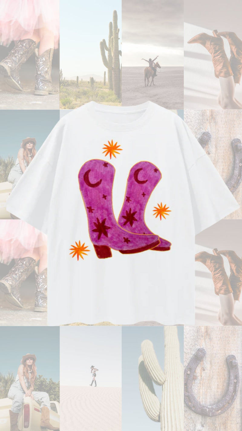 Cowgirl Boots Oversize - White Tee Maku 