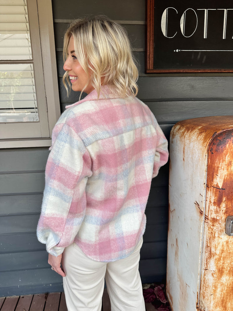Flossy Shacket Jacket Pink Diamond 
