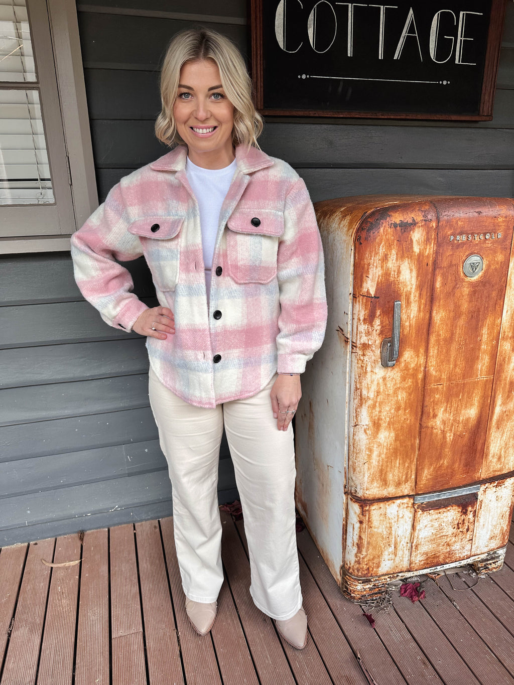 Flossy Shacket Jacket Pink Diamond 