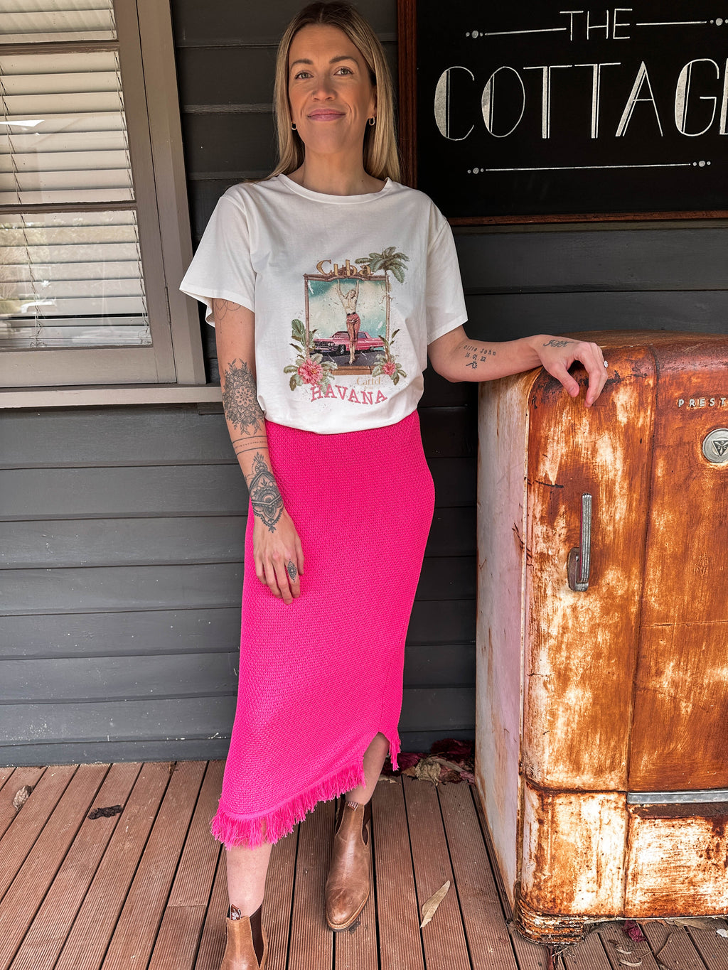 Hailey Knit Skirt - Pink Skirt Label Of Love 
