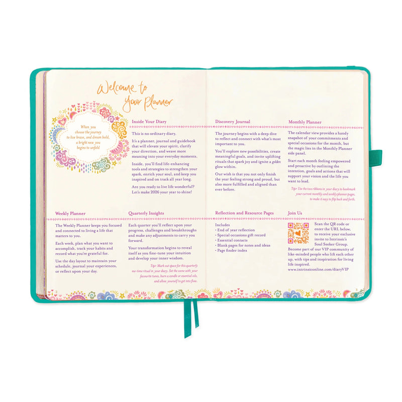 2026 Diary: The year to ignite your light - Turquoise Twist Diary Intrinsic 