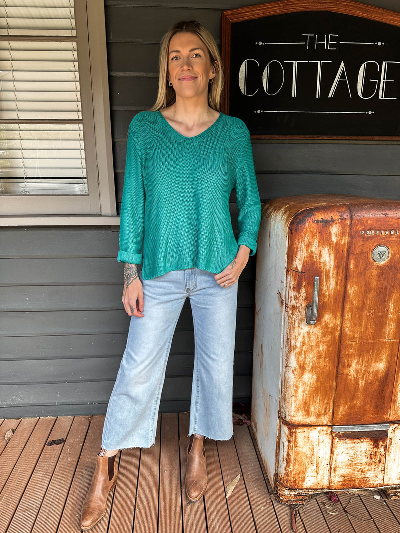 Izzy Knit - Teal Cardigan Silver Wishes 
