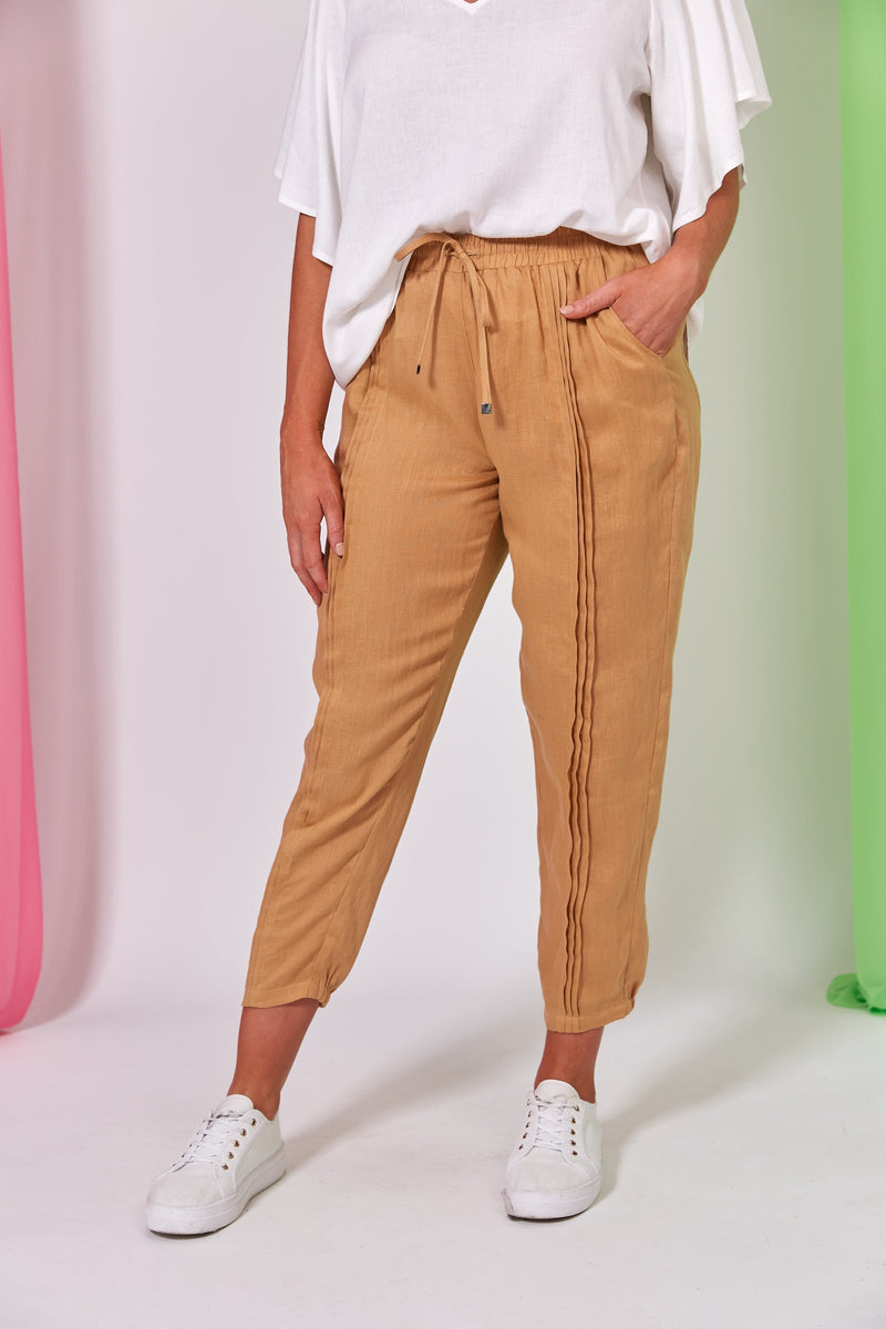 La Vie Pintuck Pant - Caramel Top Eb & Ive 