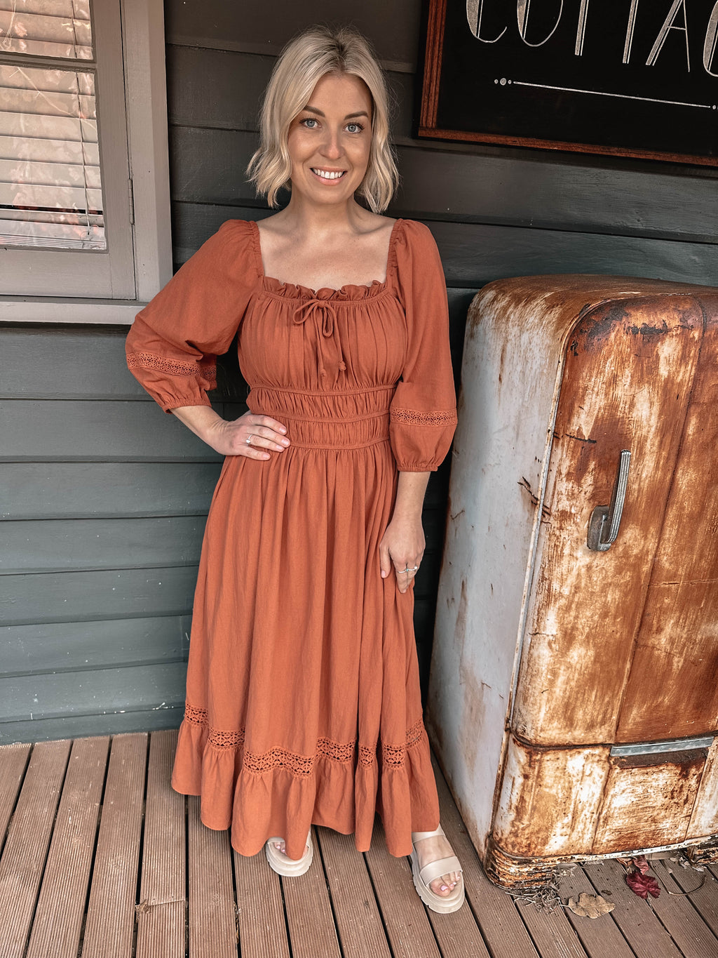 Leia Dress - Rust Maxi Dress Boho Australia 