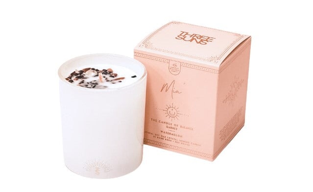 Mia' | Crystal Infused Candle of Balance | Watermelon Candles Three Suns 