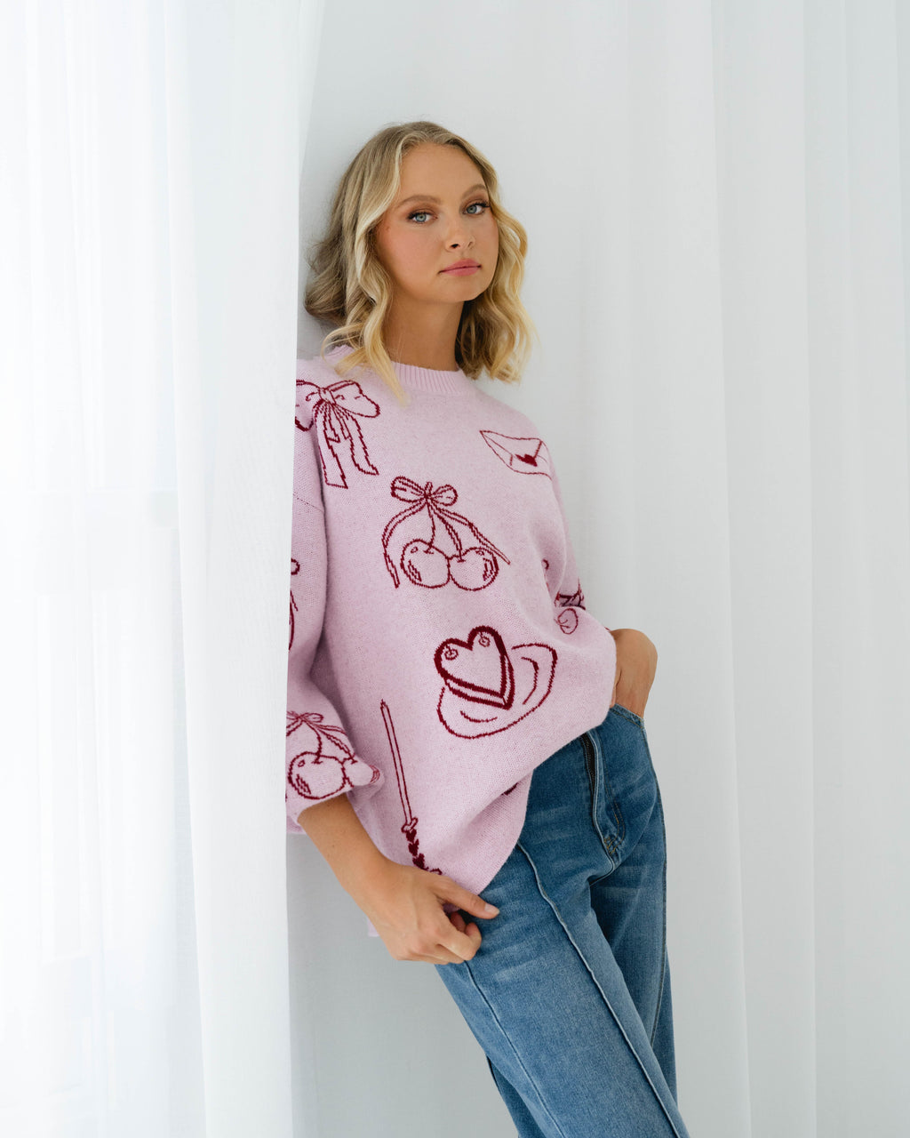 Love Letters Knit - Merlot Knit Paper Heart 