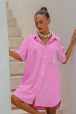 Terry Shirt Dress - Pink Dress Palm Collective 