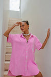 Terry Shirt Dress - Pink Dress Palm Collective 