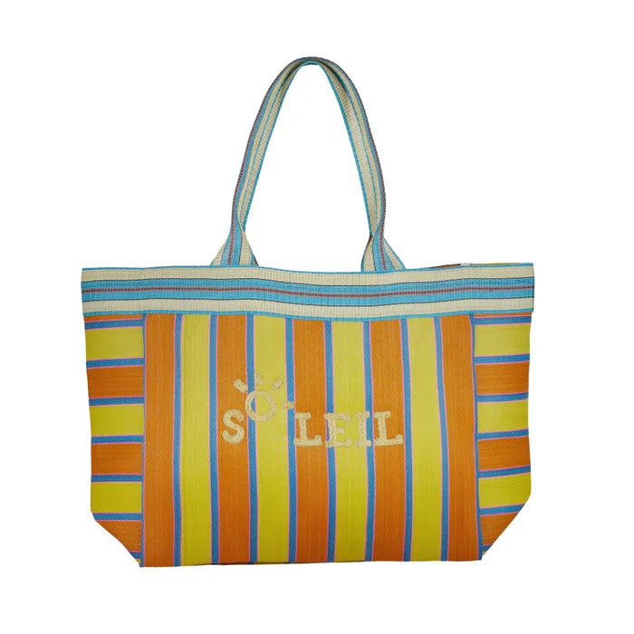 Soleil Recycled Beach Tote - Orange/Blue Accessories Coast To Coast 