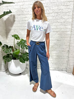 Sachi Tee White - Periwinkle/Teal Top Ave 