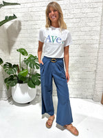 Sachi Tee White - Periwinkle/Teal Top Ave 