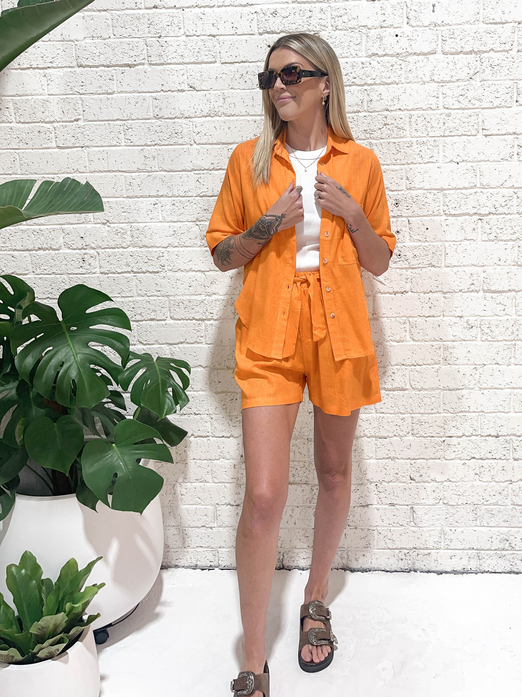 Sadie Set - Orange Shirt and Short Set Refuge 