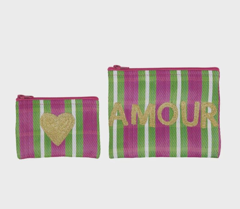 Amour Recycled Pouches - Set of 2 Homewares Coast To Coast 