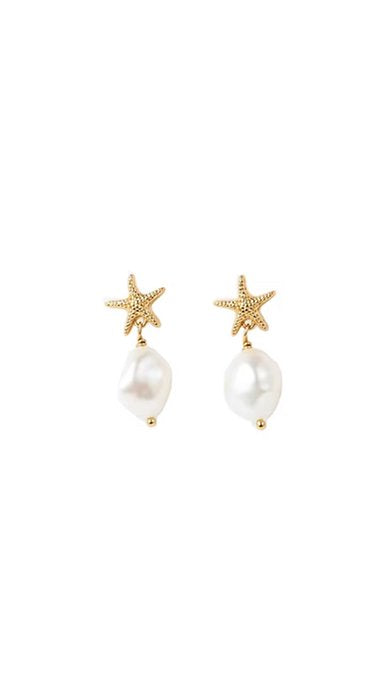 Starfish Pearl Earrings: Gold Sea Soul Home 