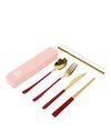 Take Me Away Cutlery Kit - Gold with Burgundy Handle Cutlery Set The Somewhere Co 