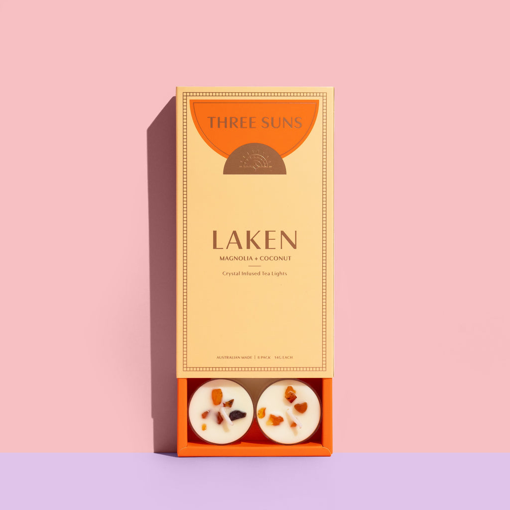 Laken | Coconut + Magnolia Soy Tealight Box of 8 Candles Three Suns 