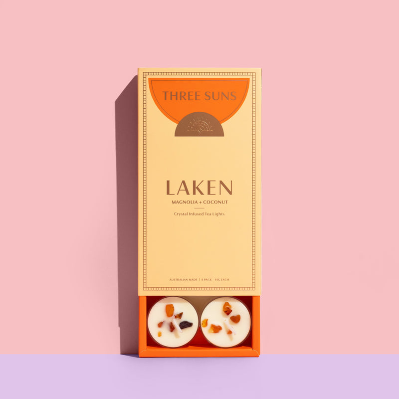Laken | Coconut + Magnolia Soy Tealight Box of 8 Candles Three Suns 