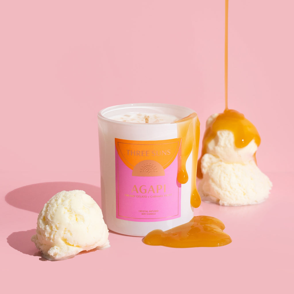 Agapi' | Candle of Love | Creamy Gelato & Caramel Frost Candles Three Suns 