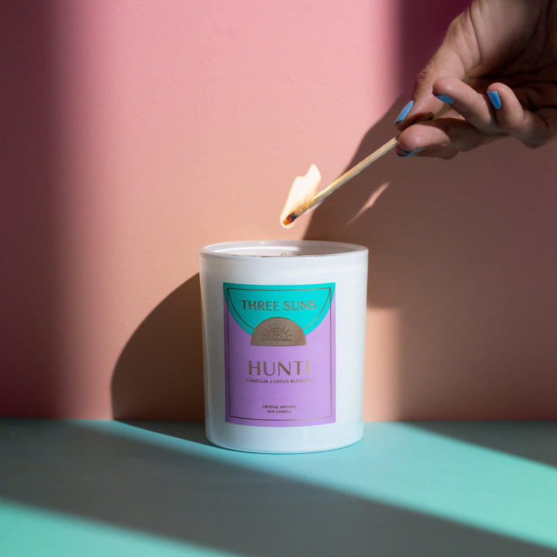 Hunti' | Candle of Tranquility | Camellia + Lotus Blossom Candles Three Suns 