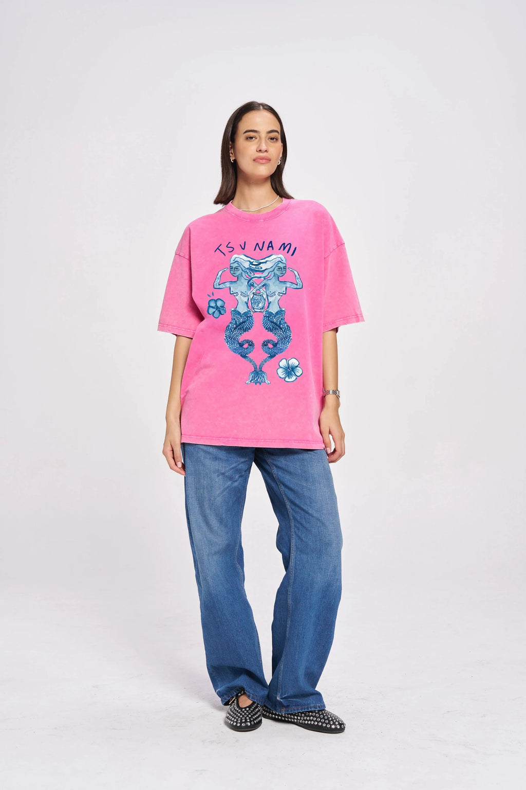 Tsunami Maiden Oversize Tee - Pink Tee Maku 