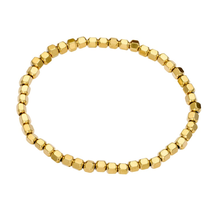 Stainless Steel Gold Plated Cube-Bead Bracelet DPI Jewellery 