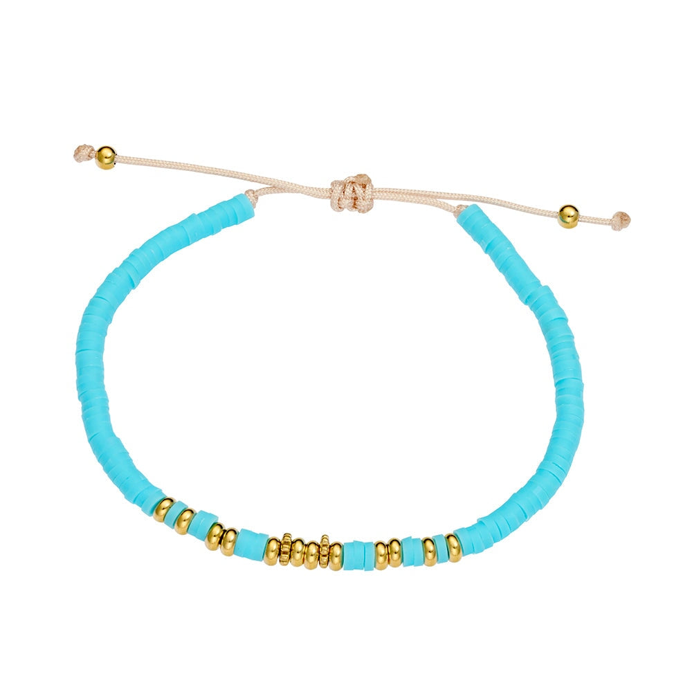 Stainless Steel Gold Plated Clay Disc Adjustable Cord Bracelet DPI Jewellery 