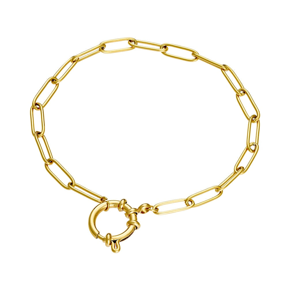 Stainless Steel Gold Plated Charm Bracelet DPI Jewellery 