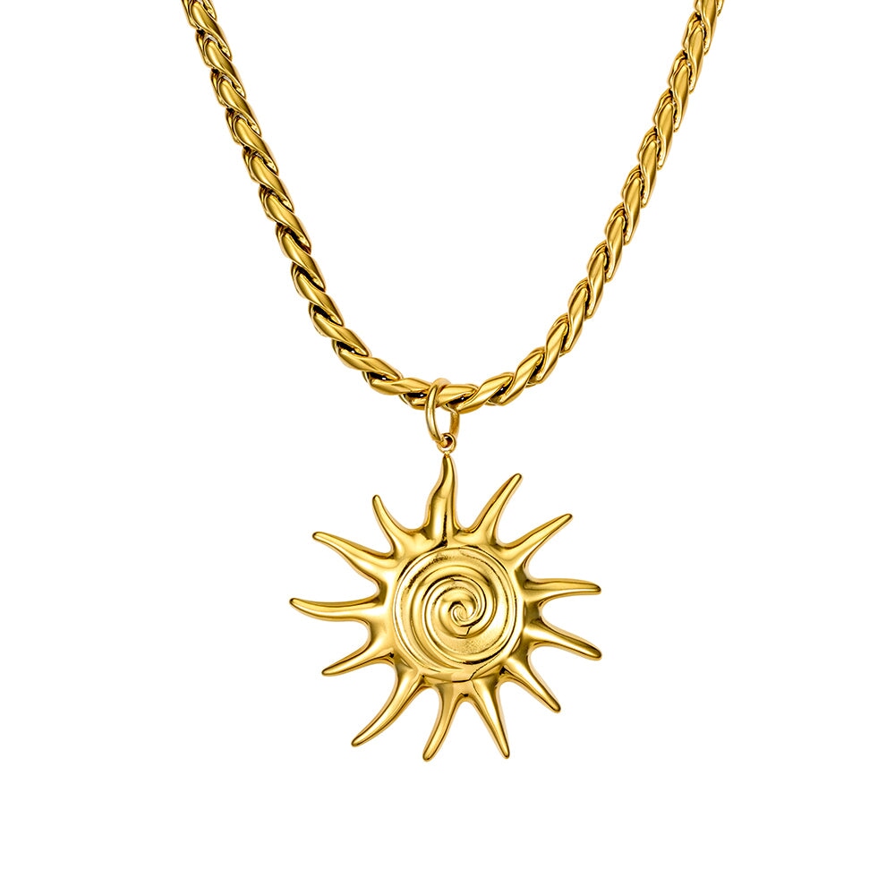 Braided cord necklace with spiral sun pendant DPI Jewellery 