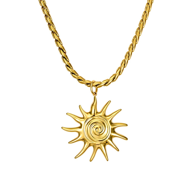 Braided cord necklace with spiral sun pendant DPI Jewellery 
