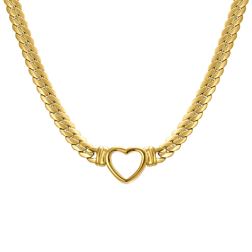 tight curb chain & open heart necklace DPI Jewellery 