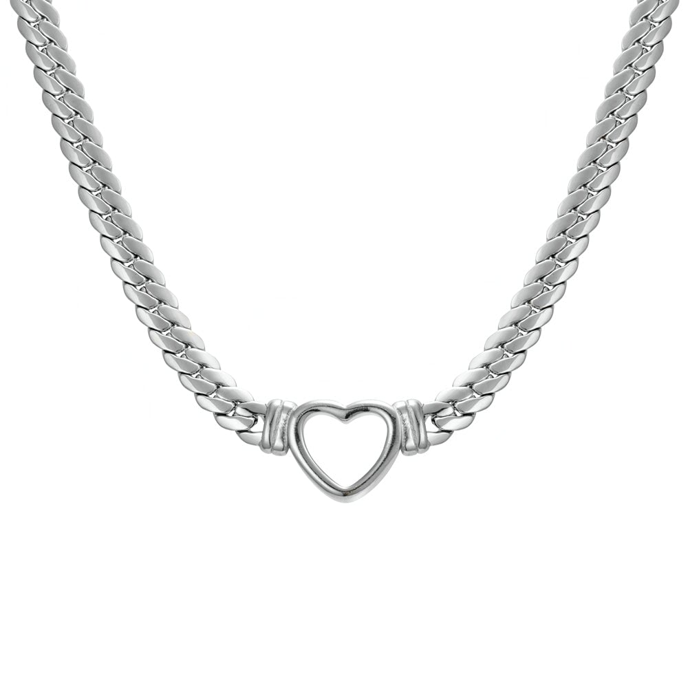 tight curb chain & open heart necklace DPI Jewellery 