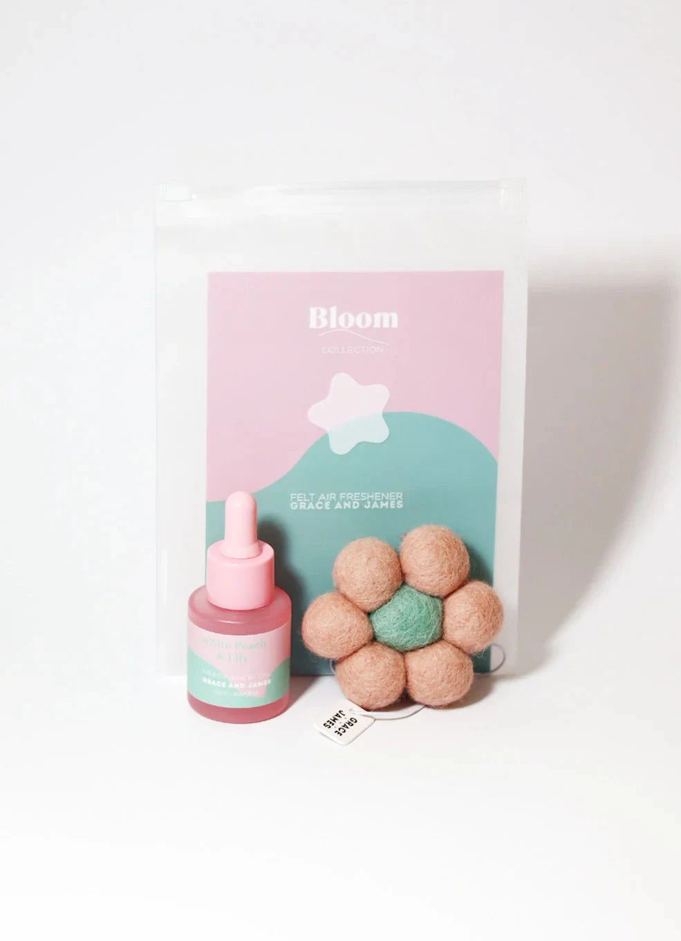 Bloom - White Peach and Lily Felt Air Freshener Diffuser Grace and James 