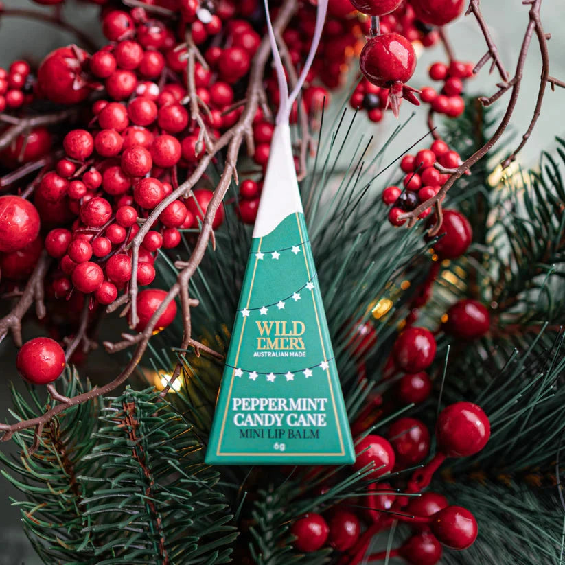 Peppermint Candy Cane Mini Lip Balm Ornament Bath Salts Wild Emery 
