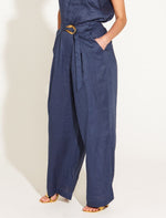 A Walk In The Park High Waisted Belted Wide Leg Pant - Navy Pants Fate + Becker 