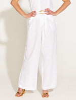 A Walk In The Park High Waisted Belted Wide Leg Pant - White Pants Fate + Becker 