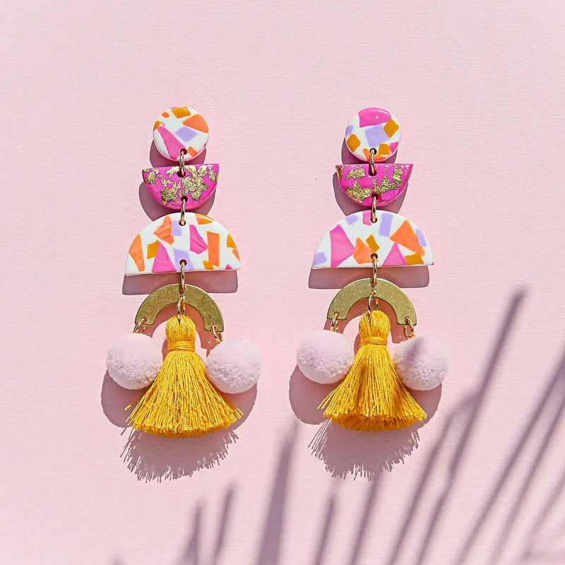 Mustard Pom Pom Earrings Jewelry Kingston Jewelry 