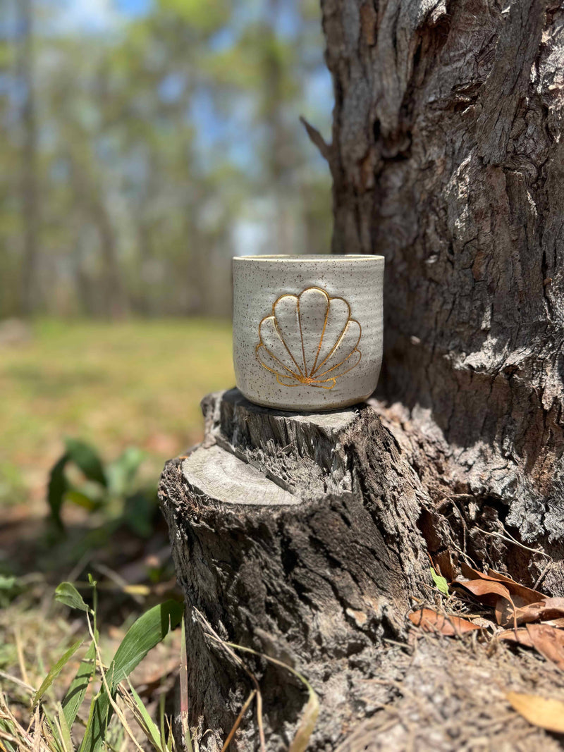 Shell Ceramic Mug: Right-handed design Wolf and Clay Pty Ltd 