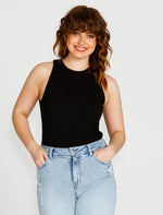 Aubrey High Neck Singlet - Black Top Sass 